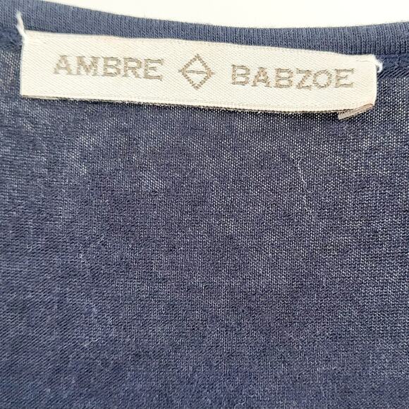 Ambre Babzoe Dark Blue Beaded Front Wool Blend Tank Top Women's Size 38 (US M) - Picture 3 of 5